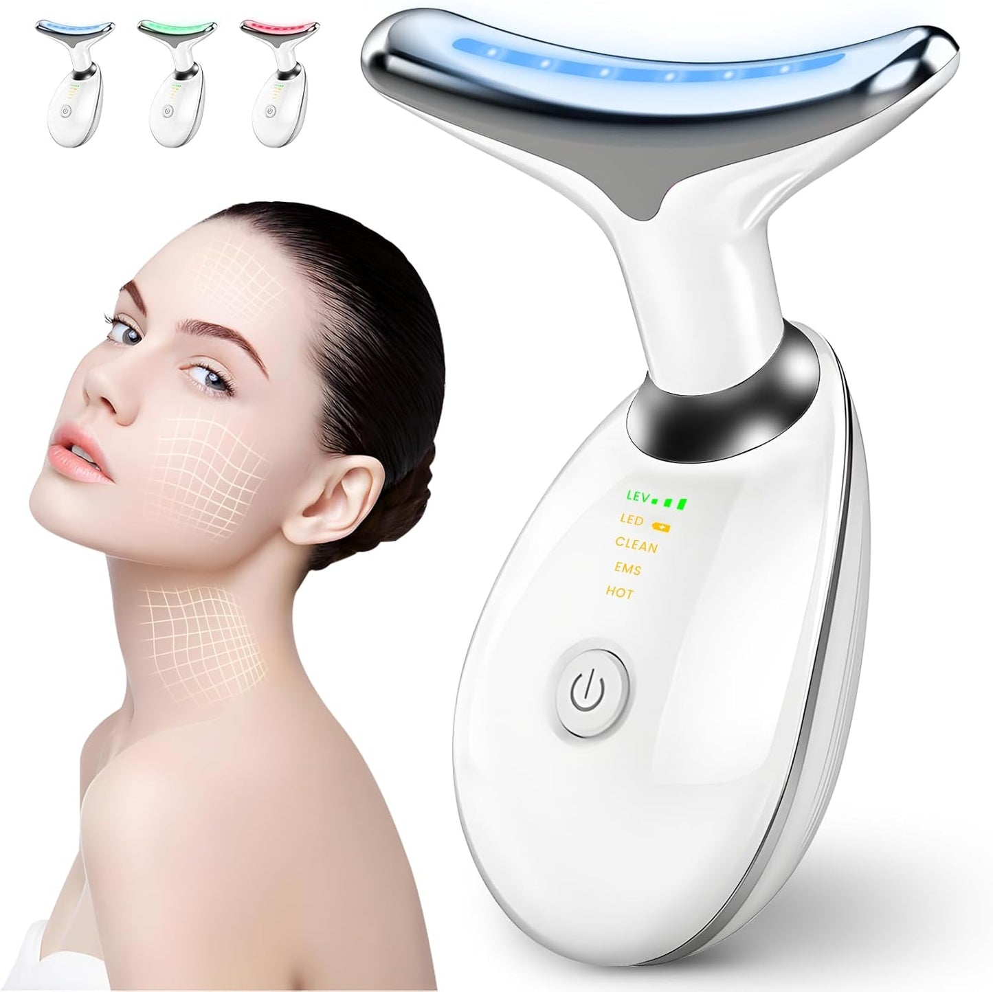 Masajeador facial antiarrugas con eliminación de doble mentón, masaje facial EMS para hombre y mujer, dispositivo de cara en V, dispositivo para tonificar la piel y levantar, mejorar,