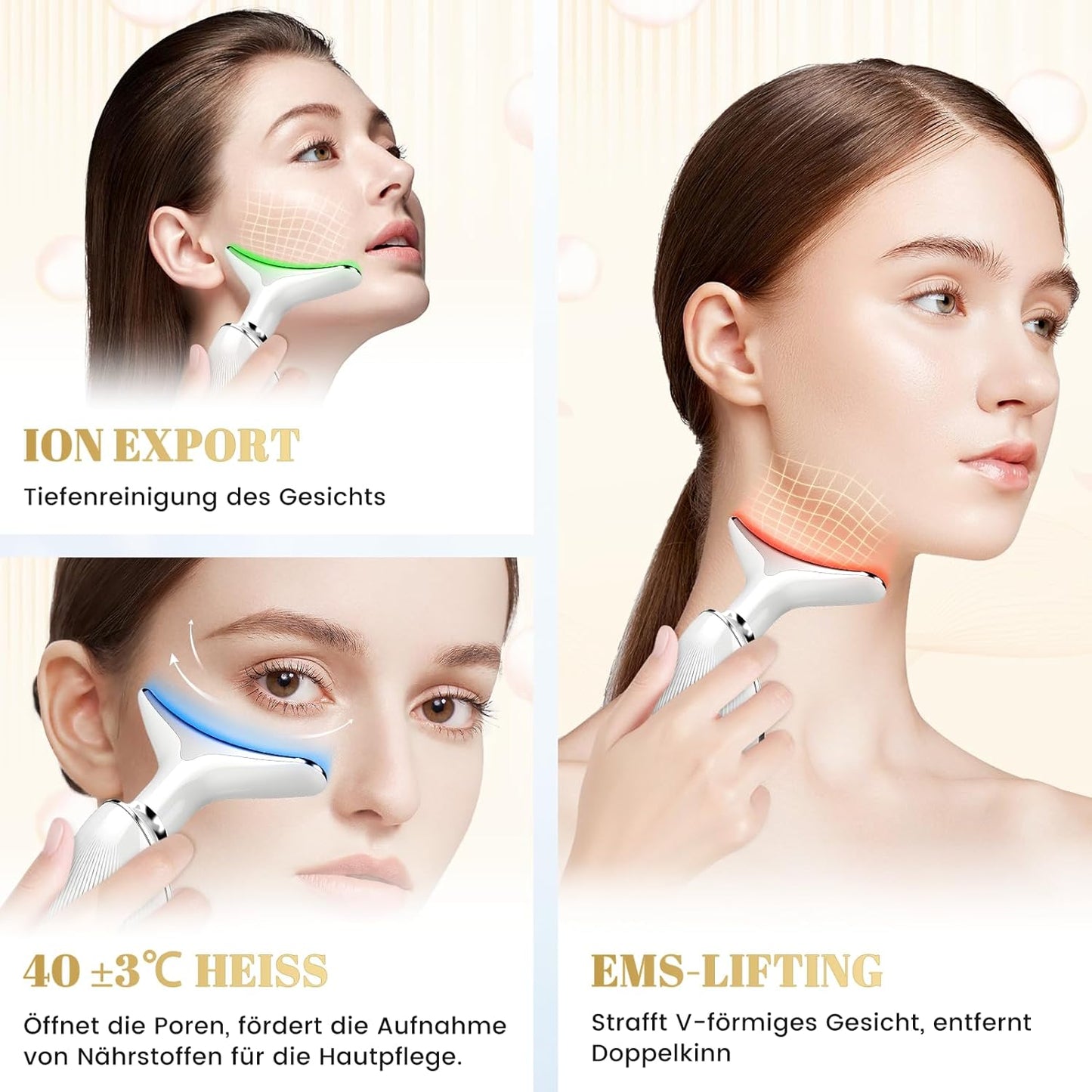 Masajeador facial antiarrugas con eliminación de doble mentón, masaje facial EMS para hombre y mujer, dispositivo de cara en V, dispositivo para tonificar la piel y levantar, mejorar,