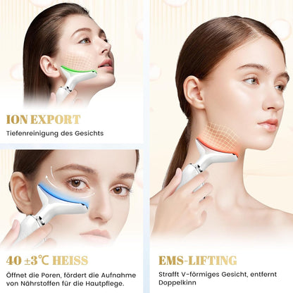 Masajeador facial antiarrugas con eliminación de doble mentón, masaje facial EMS para hombre y mujer, dispositivo de cara en V, dispositivo para tonificar la piel y levantar, mejorar,